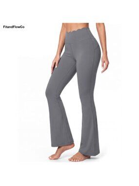 Flared Leggings High Waisted Scalloped Bootcut Yoga Pants